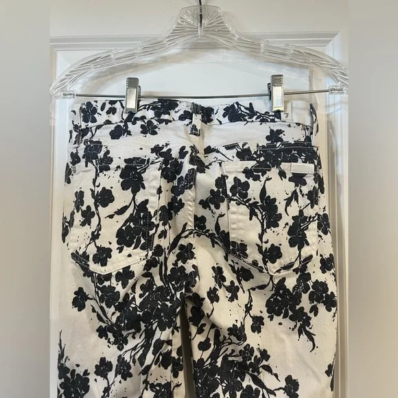 7 For All Mankind Womens Blue and White Floral Ankle Jeans, Size 28 - Picture 5 of 10